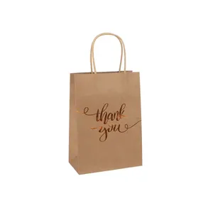 Customized Logo Gift Shopping Thank You Certified Brown Consumer Kraft Paper <b>Bag</b> Recyclable with <b>String</b> - Product Image 2