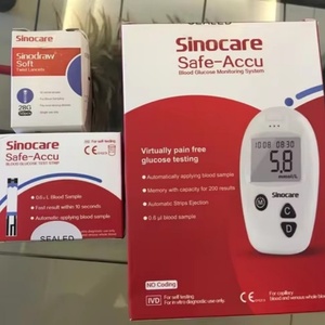 Sinocare Safe-Accu, Set <span class=keywords><strong>de</strong></span> Monitoreo <span class=keywords><strong>de</strong></span> <span class=keywords><strong>Glucosa</strong></span> <span class=keywords><strong>en</strong></span> <span class=keywords><strong>Sangre</strong></span>, 50 Tiras Reactivas y 50 Lancetas, Medidor <span class=keywords><strong>de</strong></span> <span class=keywords><strong>Glucosa</strong></span> - Product Image 1