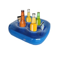 Support de boissons et de collations gonflable pour fête de piscine estivale, en PVC durable, avec trou pour corde, flottant, grande capacité 8 trous