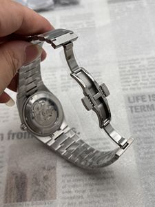 Montre mécanique <span class=keywords><strong>Prx</strong></span> Super Player 40 mm en acier inoxydable, verre saphir, fond transparent, boucle papillon, charme Eta - Product Image 5