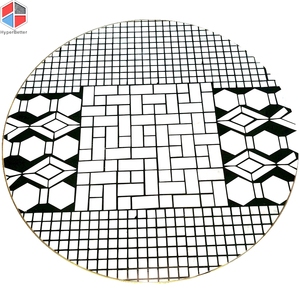 <span class=keywords><strong>Tavolino</strong></span> da Caffè Moderno in <span class=keywords><strong>Mosaico</strong></span> di Marmo Bianco e Nero con Specchio - Product Image 2