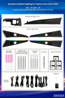 Kit d'éclairage d'ambiance intérieur LED 256 couleurs Symphony pour Toyota Crown 2015-2018 - Accessoires de bande lumineuse d'ambiance