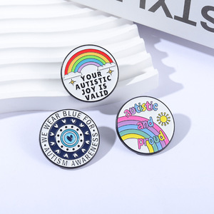 Spilla Smaltata Rotonda per la Consapevolezza sull'Autismo, Distintivo in Lega Arcobaleno per la Salute Mentale Autistica - Product Image 5