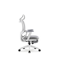 Fauteuil de bureau inclinable JOHOOFURNITURE avec appui-tête, cadre blanc, vente en gros pour bureau à domicile, coussin épais confortable