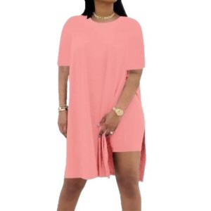 Ensemble de costume décontracté pour femmes, couleur unie, col rond ample, manches courtes, pantalon, deux pièces, SMLXL2XL3XL, Europe, Amérique, Afrique - Product Image 5