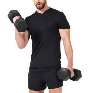 Men's Custom Plain 100% Polyester Fabric Muscle <b>Fit</b> Design <b>V</b>-Neck T-Shirt - Product Image 5