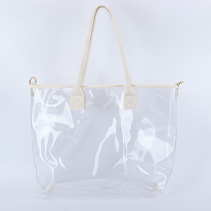 Women's Transparent PVC Large Capacity Waterproof Portable Open Closure Shopping Tote Handbag Embroidery Fashion Custom Summer - Product Image 4