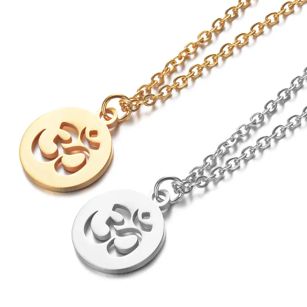 Europe and the United States yoga symbol OM fashion stainless steel pendant necklace
