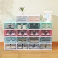Organisateurs d'armoire à chaussures pliables en plastique détachable épaissi Transparent boîte de rangement anti-poussière boîtes à chaussures combinées empilables