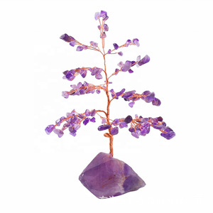 Arbre en cristal de quartz rose avec base en pierre brute, décoration pour la maison, bureau, cadeau - Product Image 4