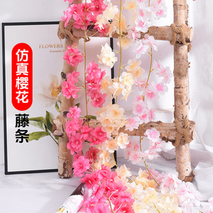 Guirlandes artificielles de fleurs de cerisier en soie pour décoration murale et de plafond de mariage - Product Image 1