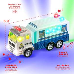 4D के साथ पुलिस कार बच्चों के लिए रोशनी और मोहिनी लगता है-बैटरी संचालित स्वचालित टक्कर और जाओ कार - Product Image 3