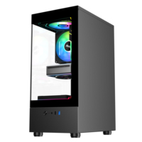 Ruix Hobbit Noir ATX Mid Tower Boîtier d'ordinateur en alliage d'aluminium avec ventilateur à haut débit d'air pour bureau et table de jeu