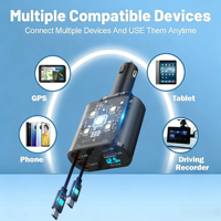Chargeur de voiture USB rechargeable 4-en-1 multi-ports Type-C PD 100W pour téléphone, allume-cigare 120W pour voiture