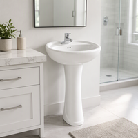 Wastafel Pedestal Bersertifikasi CUPC Elegan untuk Kamar Mandi Ukuran Standar 1103