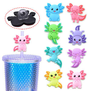 Gran oferta <span class=keywords><strong>PVC</strong></span> suave 8mm colorido dibujos animados salamandra en forma de Clip de paja Linda serie de salamandra decoración de paja accesorios encantadores - Product Image 3