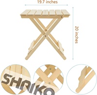 Table pliante en bois anticorrosion pour l'extérieur, table en bois massif de couleur bois naturel, table de loisirs pour la plage et la piscine