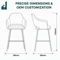Chaises de bureau modernes en cuir synthétique, cadre en métal noir, tabouret de comptoir rembourré pour mobilier commercial et hôtelier