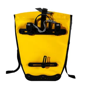 حقيبة مضادة للماء عالية الجودة باللون الأصفر مزودة بشعار مخصص حقيبة دراجة مضادة للماء على الظهر