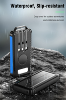 Batterie externe solaire 12000mAh avec charge magnétique sans fil, chargeur portable d'extérieur, 3 câbles intégrés, lumière d'urgence LED