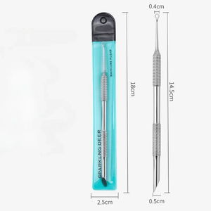 Empuje de cutículas de uñas, palo de taladro de pedicura de madera naranja, acero inoxidable de doble punta, piel muerta, quitar, tomar pegamento, limpiar pendiente de empuje - Product Image 2