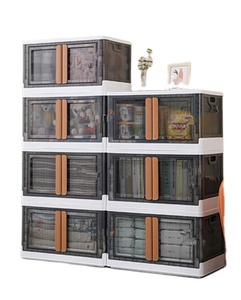 Home Storage Organizer Installation-Free Storage Cabinet Large Capacity Double Door Foldable Clothes Storage Box