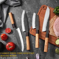 Couteaux de cuisine de chef Gyuto japonais forgés à la main de 9 pouces avec manche en bois de sycomore pour les chefs et la cuisine à domicile rasoir tranchant avec boîte-cadeau