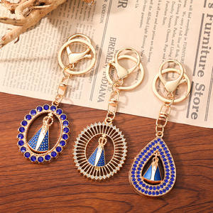 Porte-clés en alliage de zinc avec médaille Miracles Catholiques, Notre-Dame de la Conception Apparue, Nossa Senhora Da Aparecida, strass doré, effet lumineux - Product Image 1