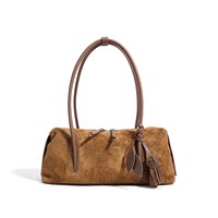 Tas Selempang Wanita Kulit Suede Minimalis 2026, Tas Tangan Santai dengan Rumbai