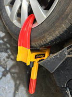Antivol de volant Haitan CQ6994 avec clé croisée, en acier et revêtement PVC rouge/jaune, antivol pour voiture, vente en gros