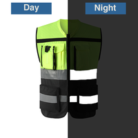 Chaleco de Seguridad Reflectante Negro al Por Mayor para Construcción, Chaquetas Reflectantes de Moto de Alta Visibilidad con Logotipo