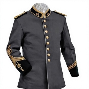 Veste Tunique Homme Vintage en Laine avec Broderie Dorée sur les Manches, Style Uniforme Historique à Simple Boutonnage - Product Image 1