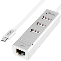 Adaptor USB hub 2.0 3-port, kecepatan tinggi 4 in 1 untuk laptop OTG tipe-c tipe C RJ45 LAN jaringan adaptor usb-c hub
