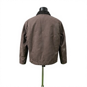 Chemise-veste de travail en toile pour homme, couleur unie, col rabattu, fermeture éclair, coton lavé, style automne - Product Image 2