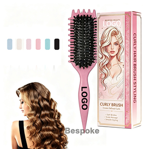 Cepillo Rizador Impermeable con Logotipo Personalizado, Función de Paleta de Masaje, Peine Desenredante, Definición de Rizos para Rizos Definidos - Product Image 1