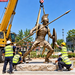 YOUFINE Statua in Bronzo a Grandezza Naturale di Guerriero Greco per Giardino Esterno, <span class=keywords><strong>Scultura</strong></span> Romana Spartana con Spada e Scudo Hoplite - Product Image 5
