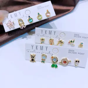 New Arrival Halloween Jewelry Set Fairy Tale Princess Rings Necklace Earrings Set for Kid Brass Zircon Stud Earring