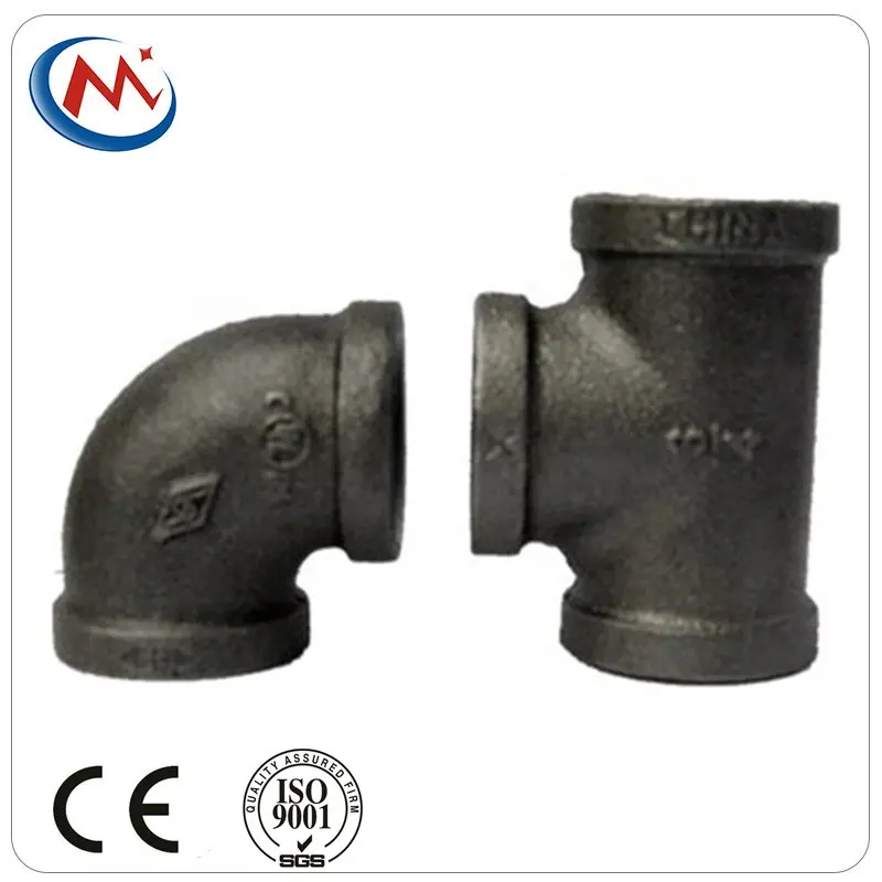 Galvanized and black malleable iron pipe fittings cast iron elbow tee socket connector black iron for fire fighting system