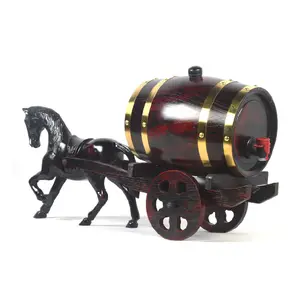 home decor luxury drink liquor bourbon whiskey beer wine oak mini wooden horse cart barrel craft