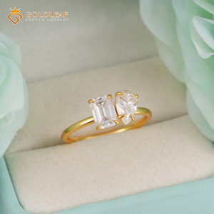 Goldleaf Custom Luxury 1/2/3 Cart D VVS1 Pear <b>Emerald</b> Cut Moissanite IGI Certified Claw Setting 14k Gold Plated Wedding <b>Ring</b> - Product Image 4