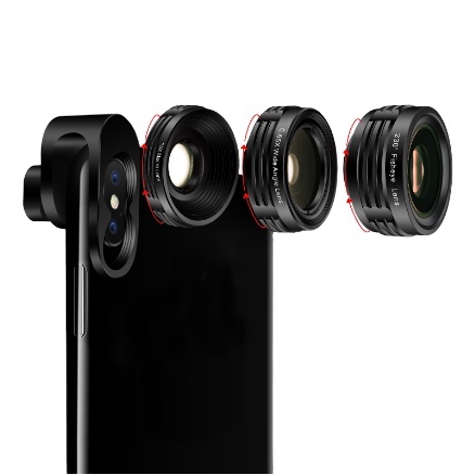 Universal Optic Cell Phone Camera Lenses Kit 230 Fisheye Lens+ Wide Angle Lens+micro Lens for Iphone 8 Plus 256gb