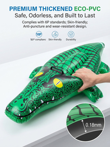 Flotteur de <span class=keywords><strong>piscine</strong></span> gonflable en PVC en forme de crocodile avec poignée robuste pour une utilisation en intérieur/extérieur - Product Image 3