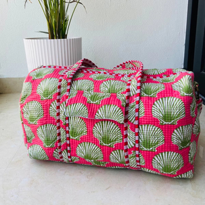 pink Handmade <b>Large</b> Quilted Duffel <b>Bags</b> Quilted Fabric Women Travel <b>Bag</b> Reusable <b>Beach</b> Overnight Duffel <b>Bags</b> - Product Image 1