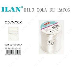 Cordon en queue de rat ILAN 2,5 cm x 50 m, couleur blanc nacré, pour travaux manuels et couture - Product Image 1