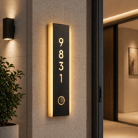 Letrero de Número de Habitación Moderno con Retroiluminación LED EZD, con Botón de Timbre, Placa de Puerta de Hotel de Lujo con Vista Lateral para Habitaciones de Hotel y Apartamentos