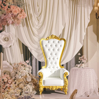 Chaise de Mariage Dossier Haut en Bois Massif Style Européen, Trône de Roi Robuste pour Événements, Banquets, Hôtels, Restaurants ou Salons