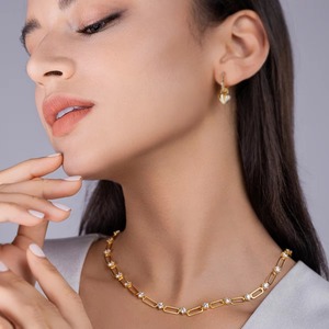Collier élégant en moissanite rectangulaire à longue chaîne, testé au diamant, avec découpe en forme de trombone, style tennis - Product Image 5