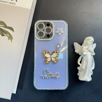 2025 grande qualité de luxe Vintage Floral Glitter Rhinestone Tpu + pc Case pour iPhone Mobile