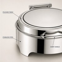 Chauffe-Plat Professionnel Rond en Acier Inoxydable avec Couvercle en Verre et Pieds Courts pour Buffet de Restaurant
