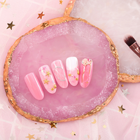 BIN Résine Peinture Palette Nail Art Irrégulier Rond Palette Plateau Or Bord Plaqué Ongles Conception Outils Vernis À Ongles Palette De Mélange